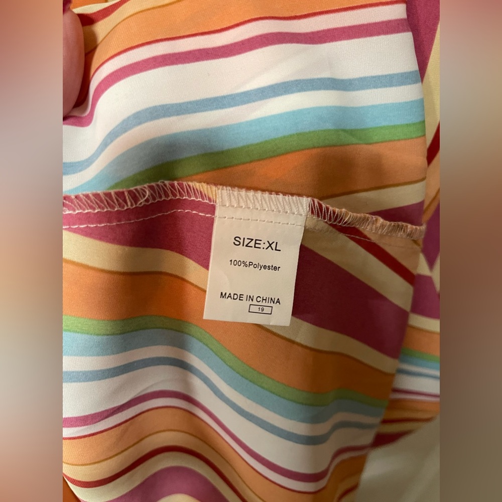 First In Line Bright Striped Dress Flowing Material Size XL - Picture 5 of 5